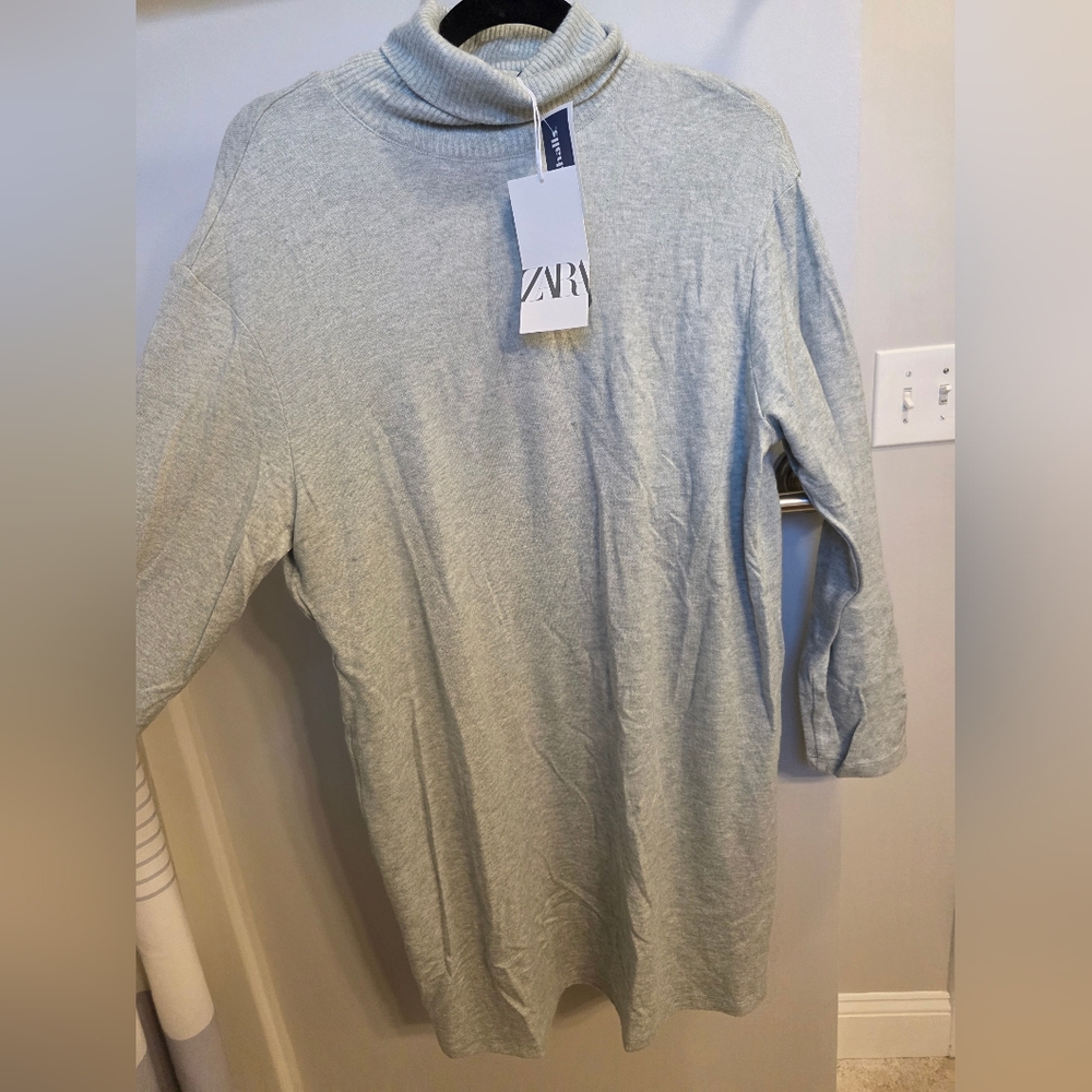 ZARA Gray Long Sleeve Sweater Dress